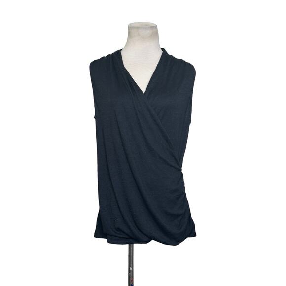 41 Hawthorne black faux wrap sleeveless knit top size Small - Picture 1 of 9